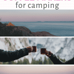 Images of camping with coffee with text overlay Best camp coffee maker.
