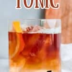coffee tonic drink in glass with text overlay.