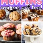 collage of muffins with text easy breakfast muffins everyone will love.