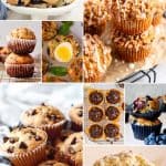collage of sweet and savory breakfast muffins.