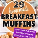 collage of healthy muffin recipes with text homemade breakfast muffins.