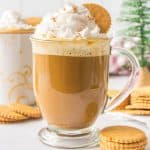 homemade gingerbread latte closeup.