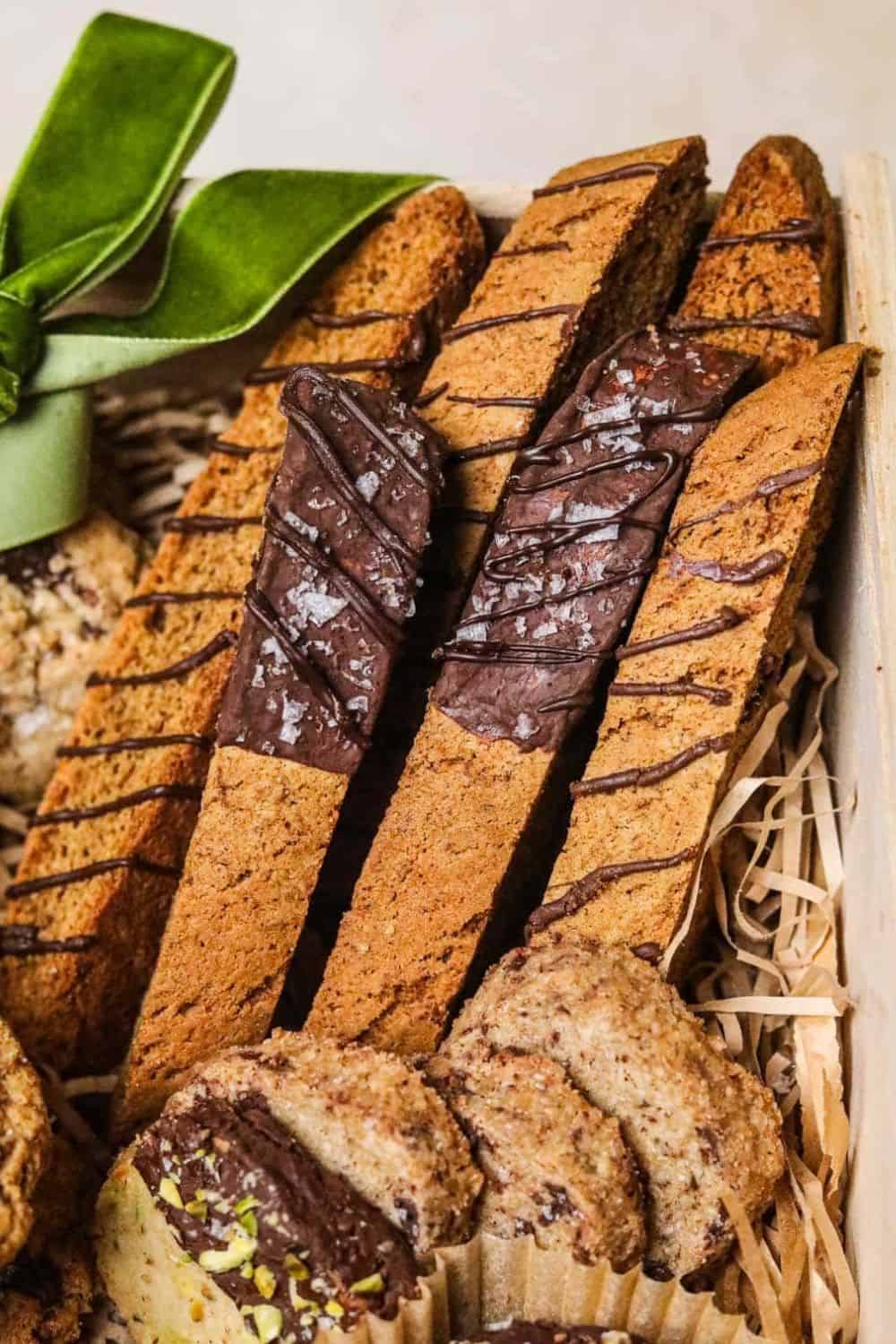 coffee biscotti in basket.