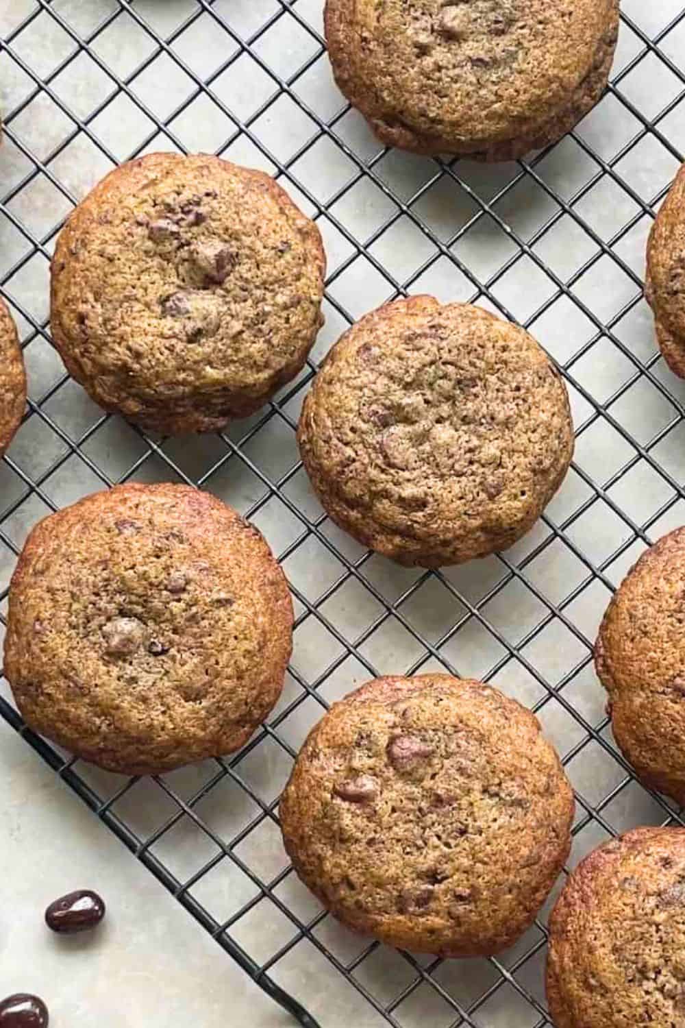 triple coffee cookies on wire rack.