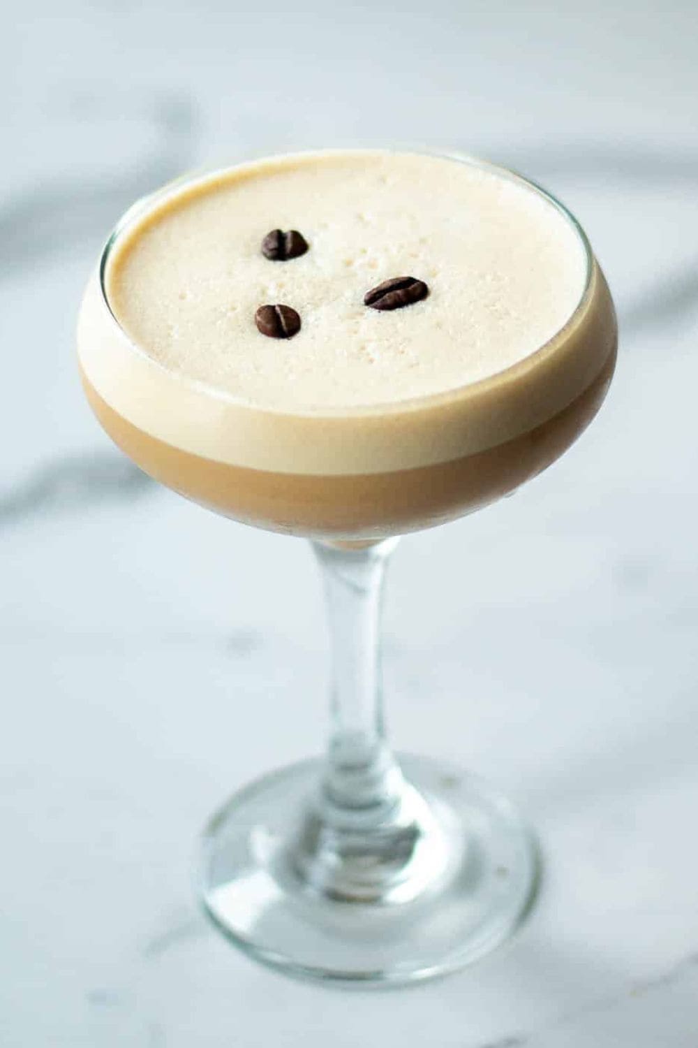 baileys espresso martini in cocktail glass.