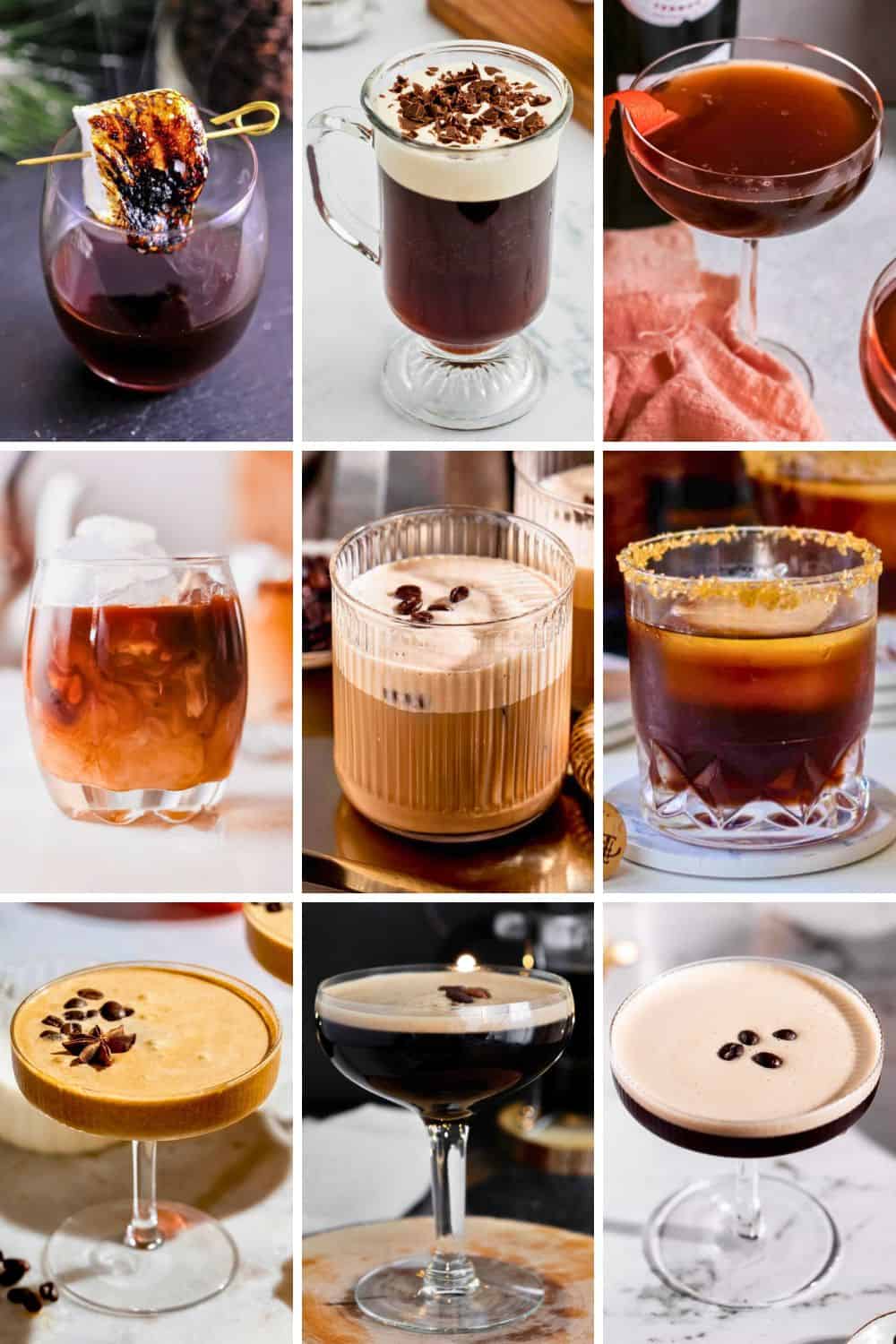 collage of coffee cocktails.