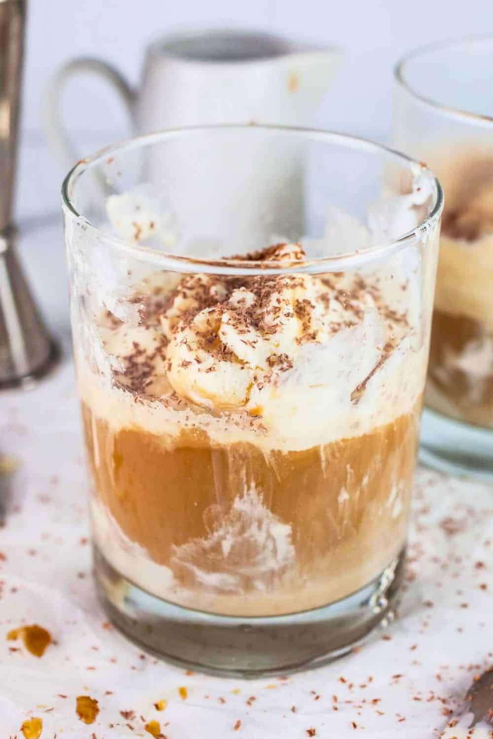 affogato coffee cocktail dessert.