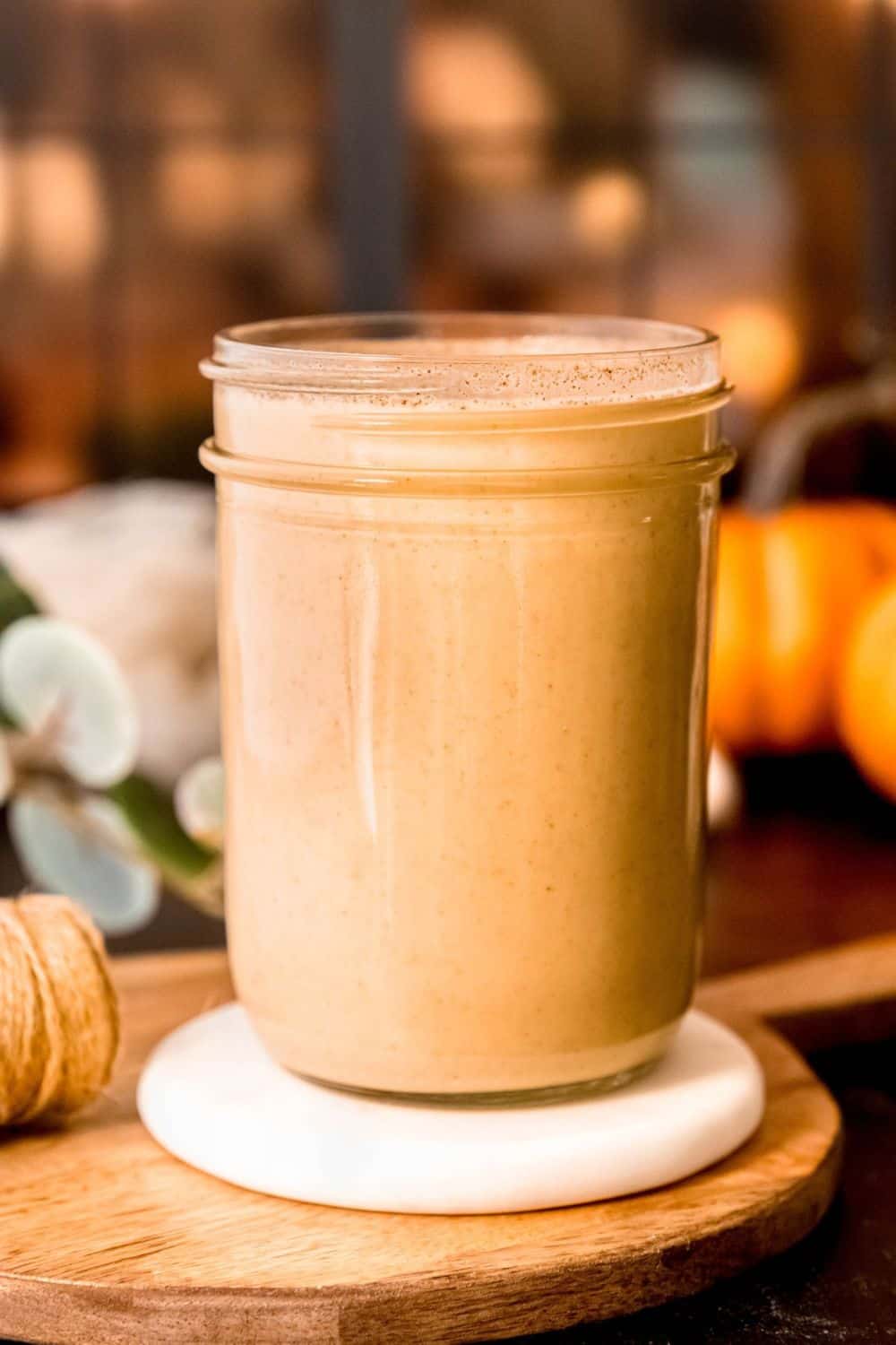 pumpkin coffee creamer in jar.
