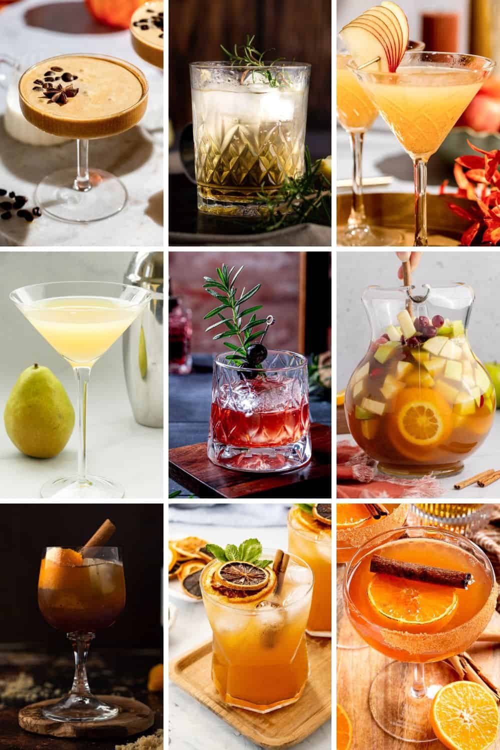 collage of fall cocktails ideas.