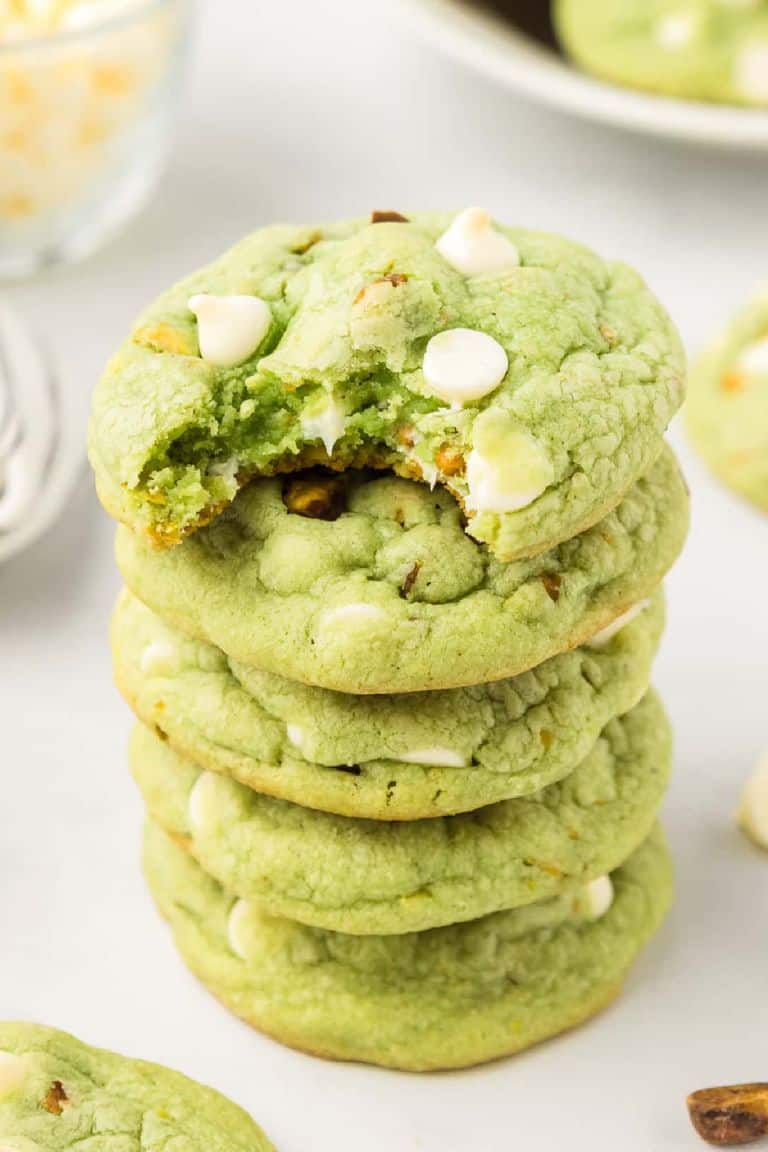 stack of pistachio pudding cookies.