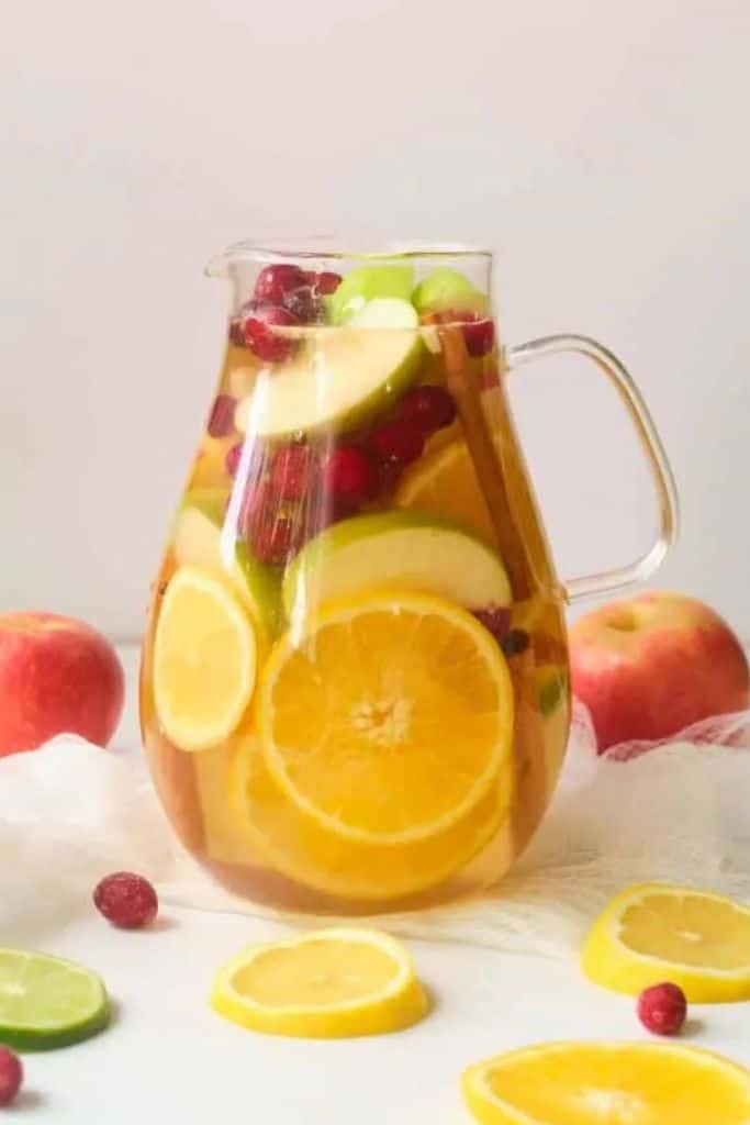 pitcher of white wine autumn punch.