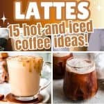 collage of caramel lattes with text overlay.
