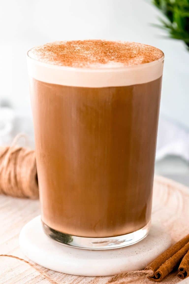 cinnamon caramel cream cold brew in glass.