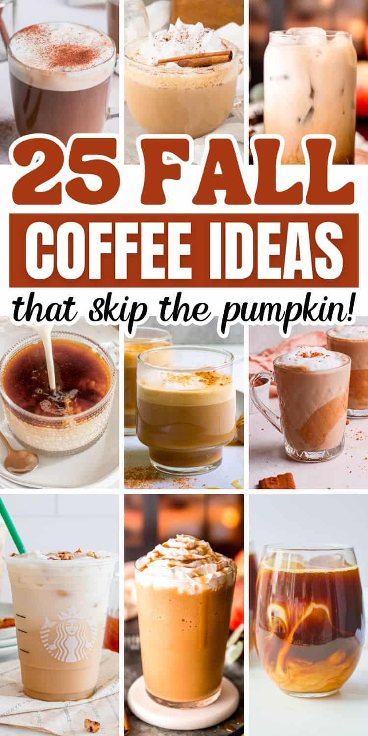 collage of fall coffees with text overlay.