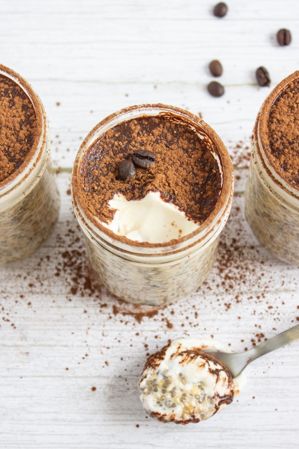 tiramisu oats in a jar.