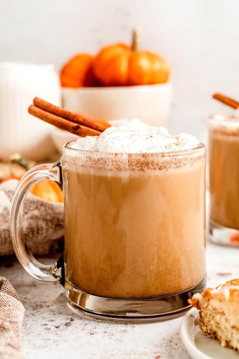 maple pumpkin spice coffee topped with frothed milk and cinnamon.