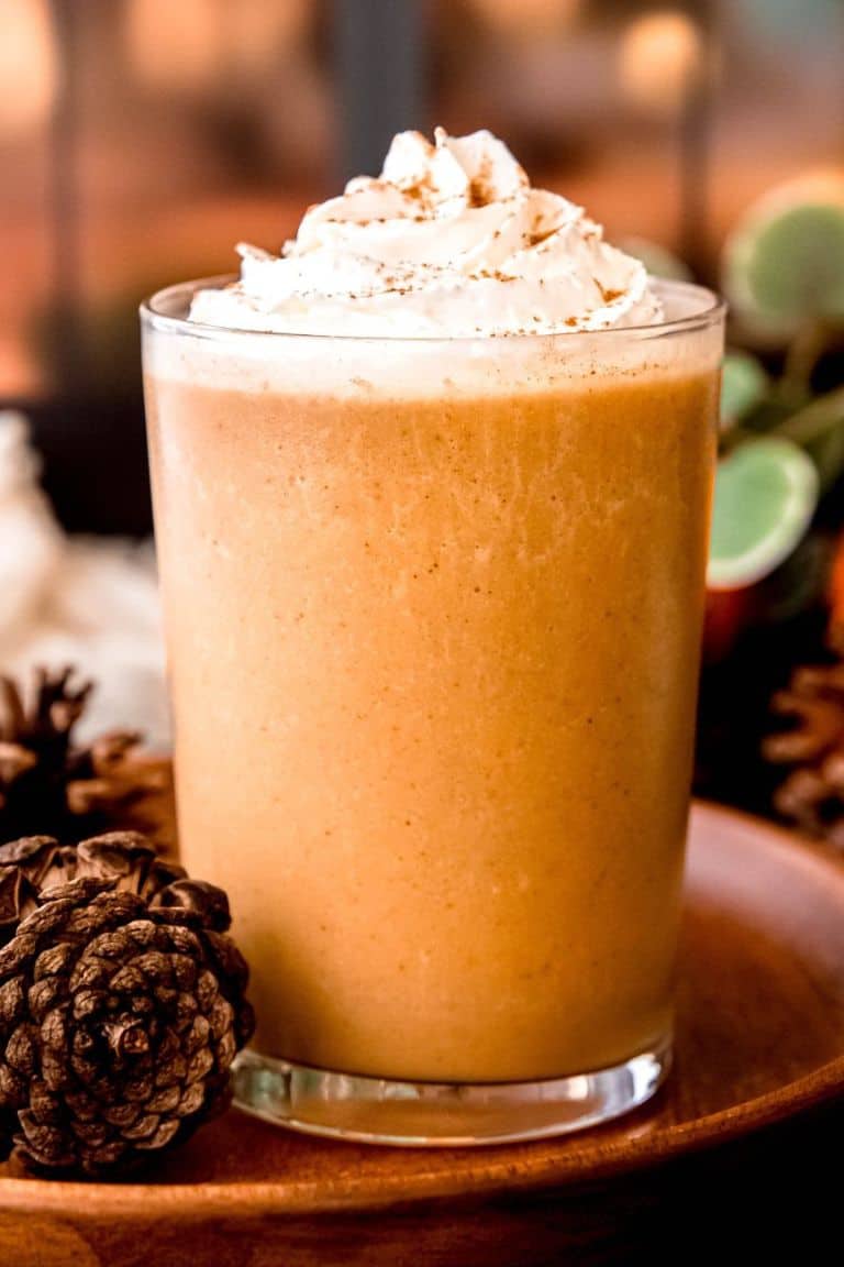 pumpkin frappuccino with whipped cream.