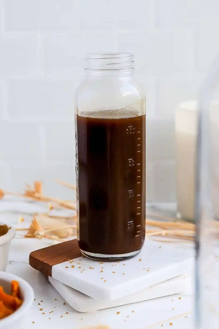 jar with pumpkin syrup.