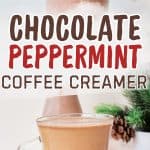 collage of peppermint mocha coffee creamer.