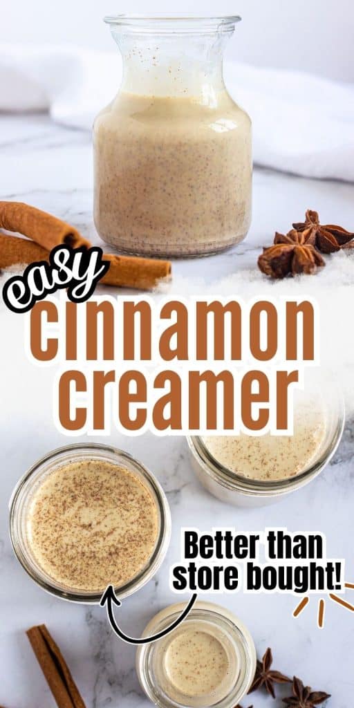 collage of cinnamon coffee creamer.
