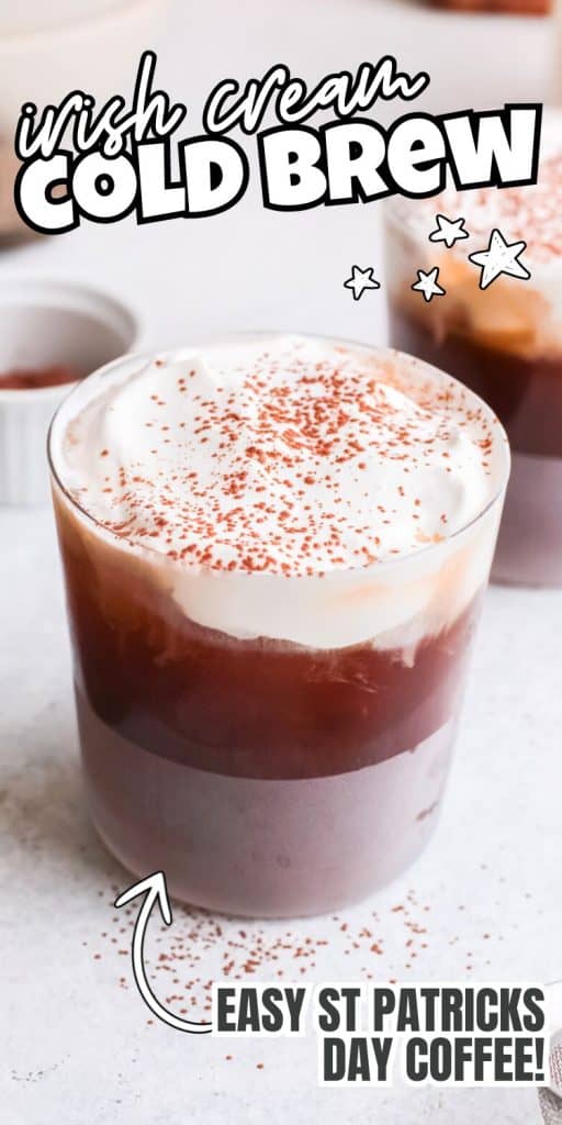 irish cream cold brew in glass.