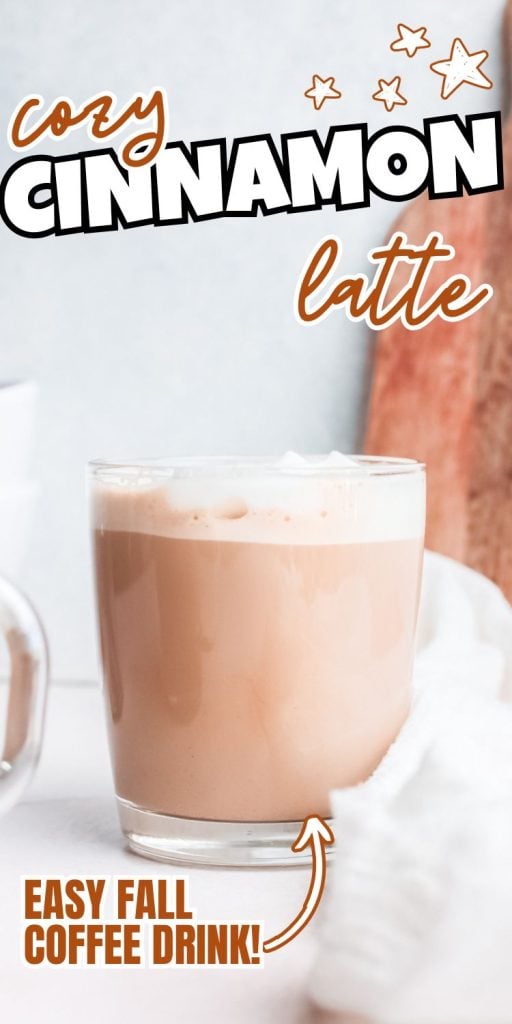 cinnamon latte in mug.