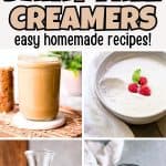 collage of dairy free coffee creamers.