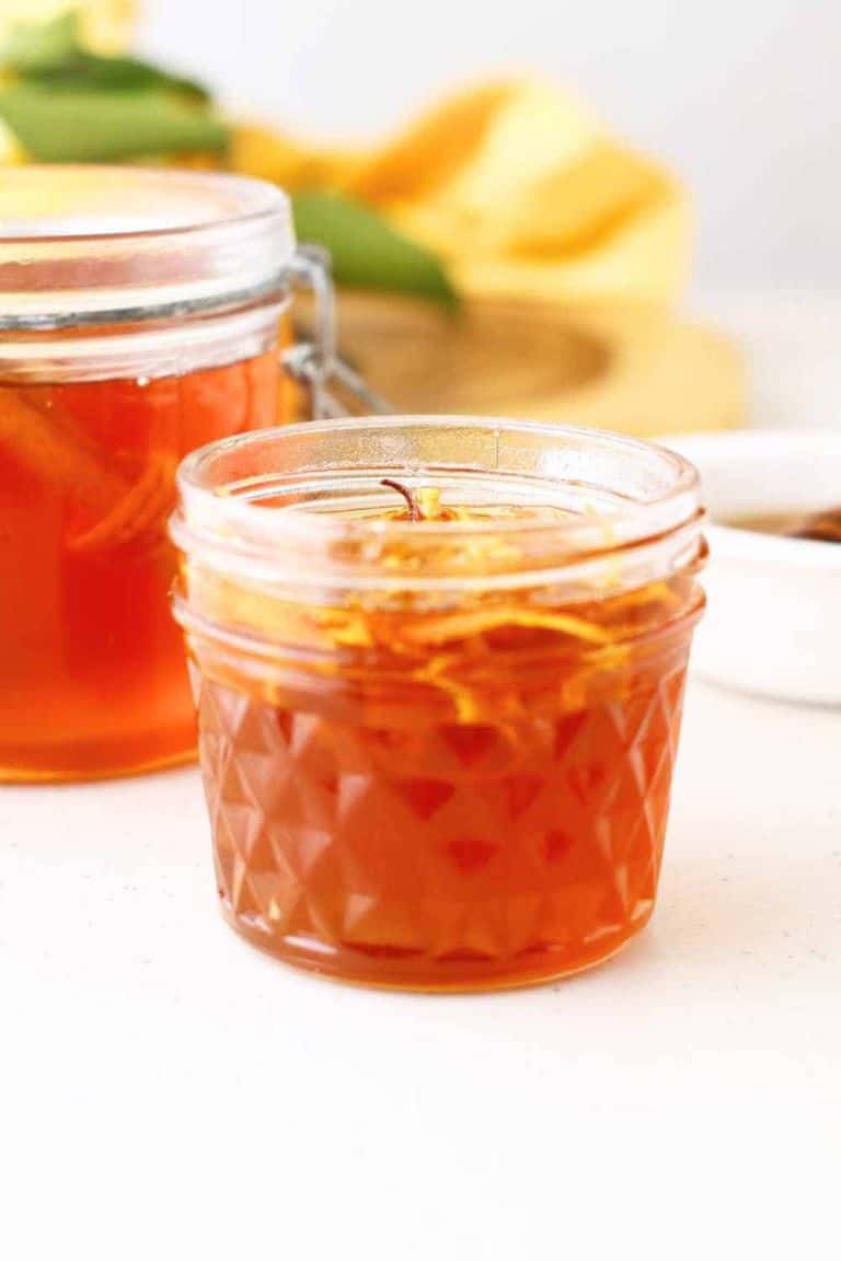 spiced orange honey in a jar.