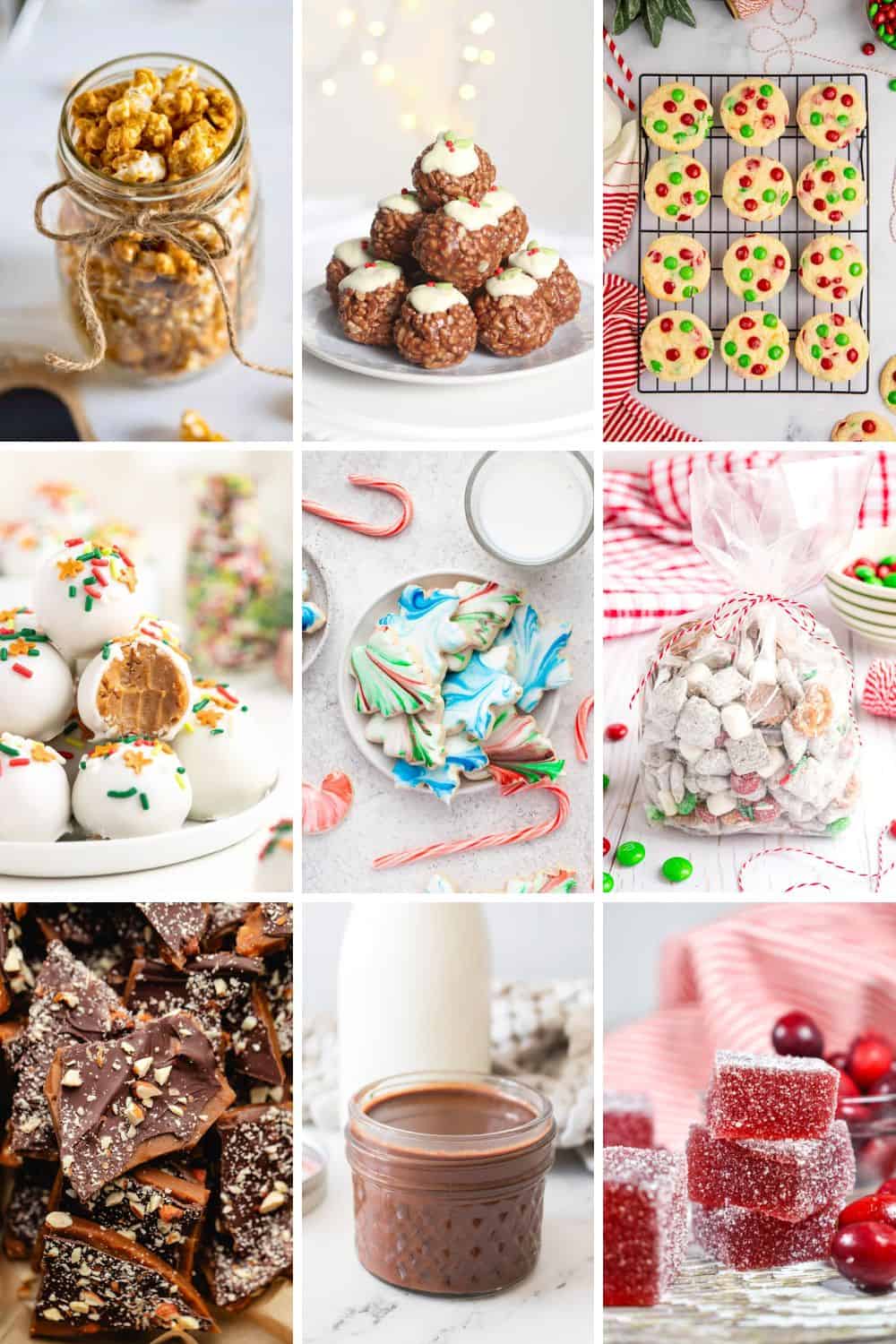 collage of edible christmas gifts.