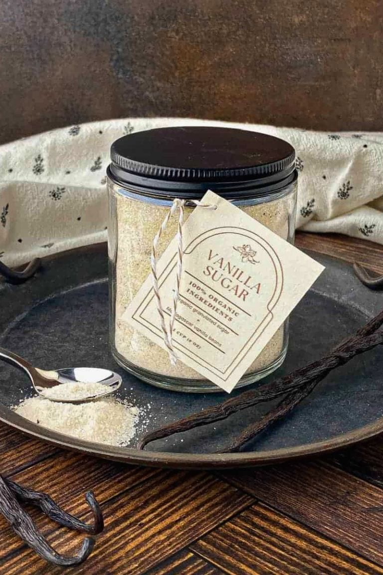homemade vanilla sugar in a jar.