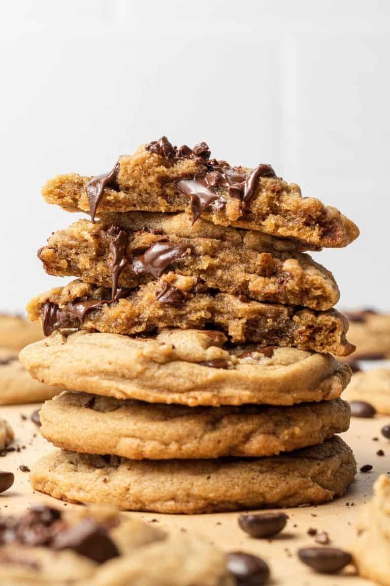 stack of instant coffee chocolate cookies.