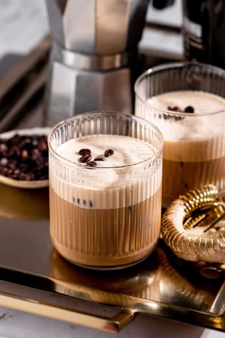 shaft kahlua mixed drink in short glass.