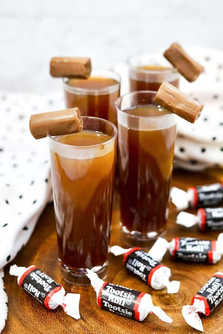 kahlua shots with tootsie roll candy.