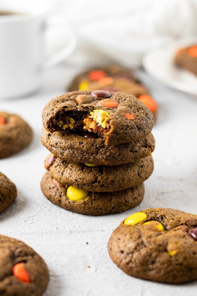 stack of reeses mocha cookies.