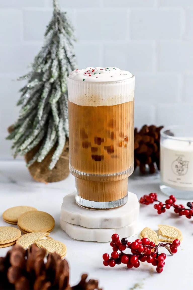 iced sugar cookie cold foam coffee with sprinkles.