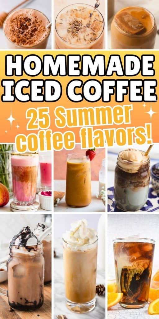 collage of summer coffee drinks flavors.
