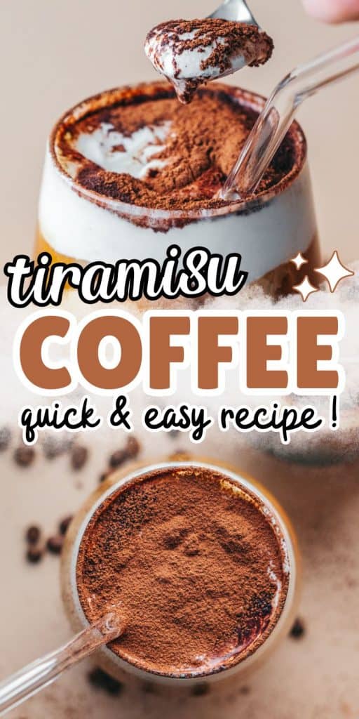 collage of tiramisu cold brew coffee drink.