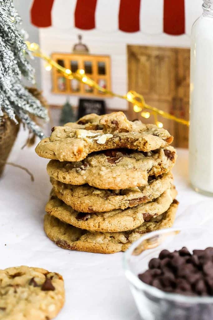 christmas crack cookies stacked.