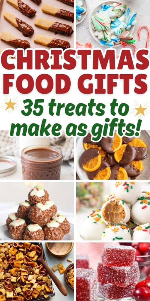 collage of christmas food gift ideas.