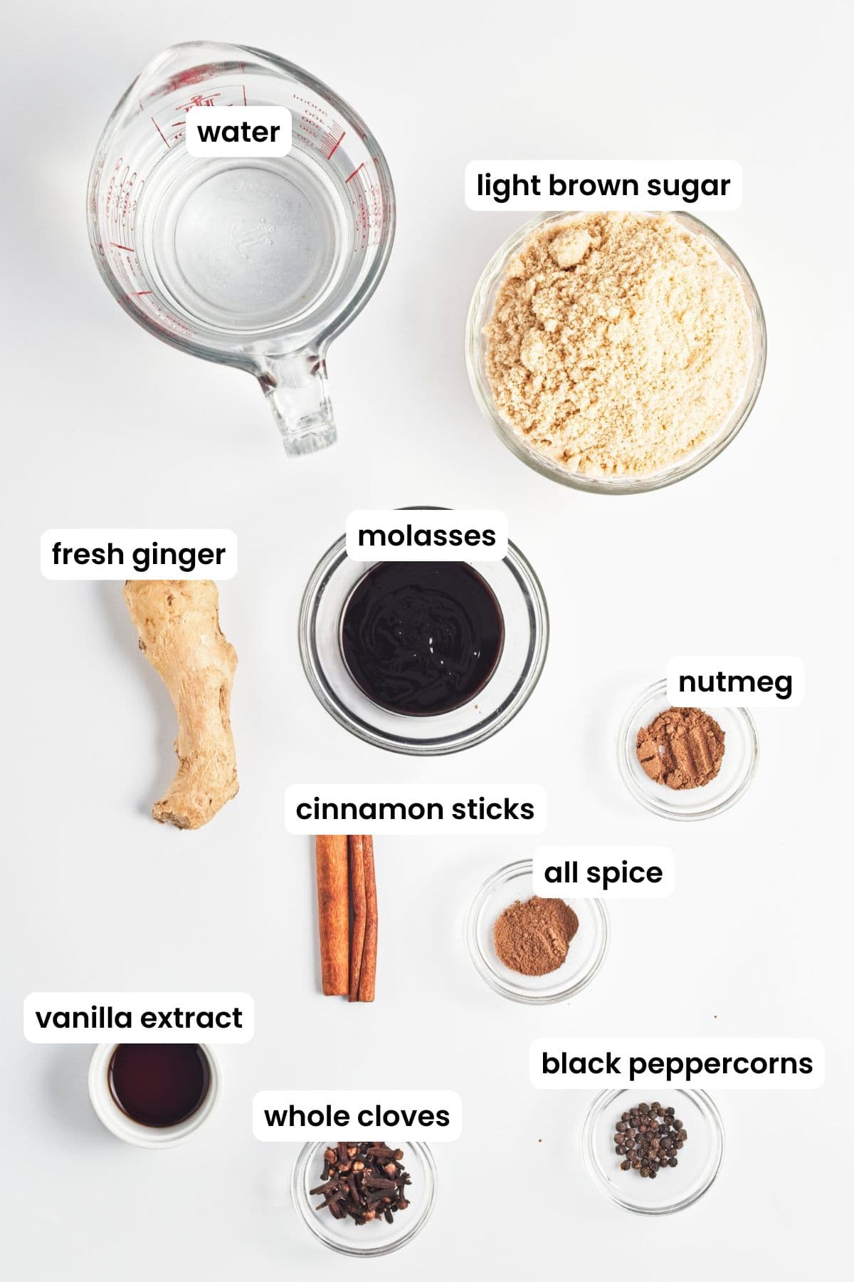 gingerbread syrup ingredients labelled.