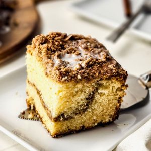 piece of old fashioned sour cream coffee cake.