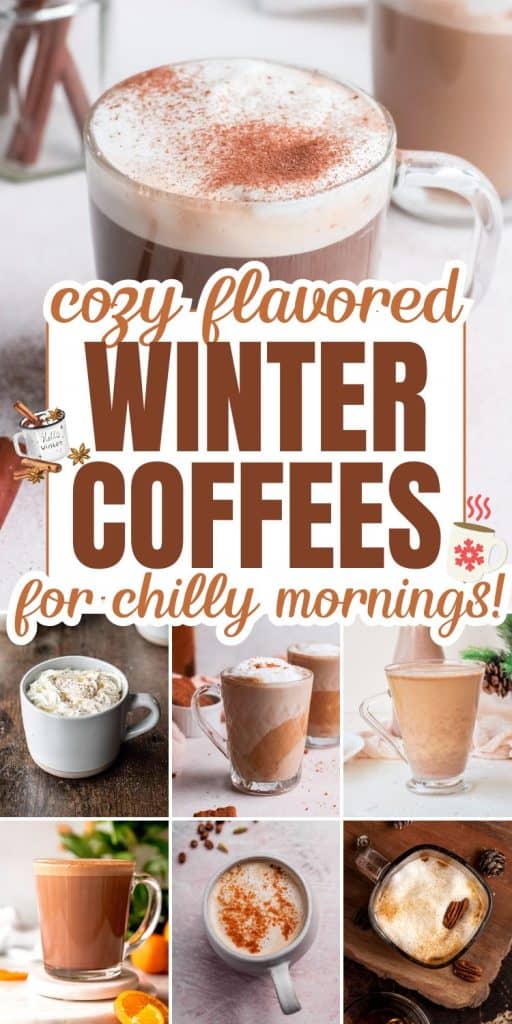 collage of winter drinks.