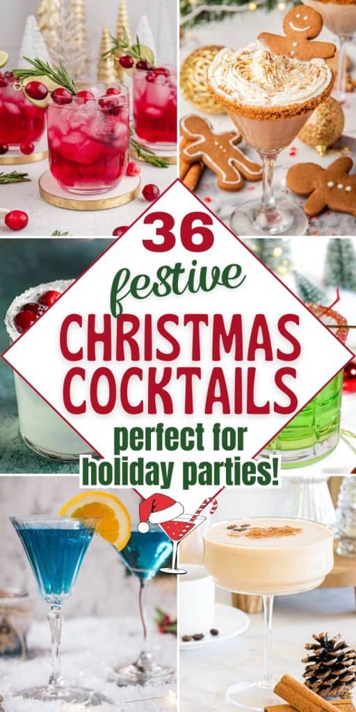 collage of holiday cocktails for parties.