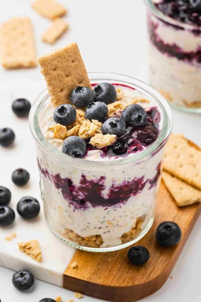 blueberry cheesecake overnight oats.