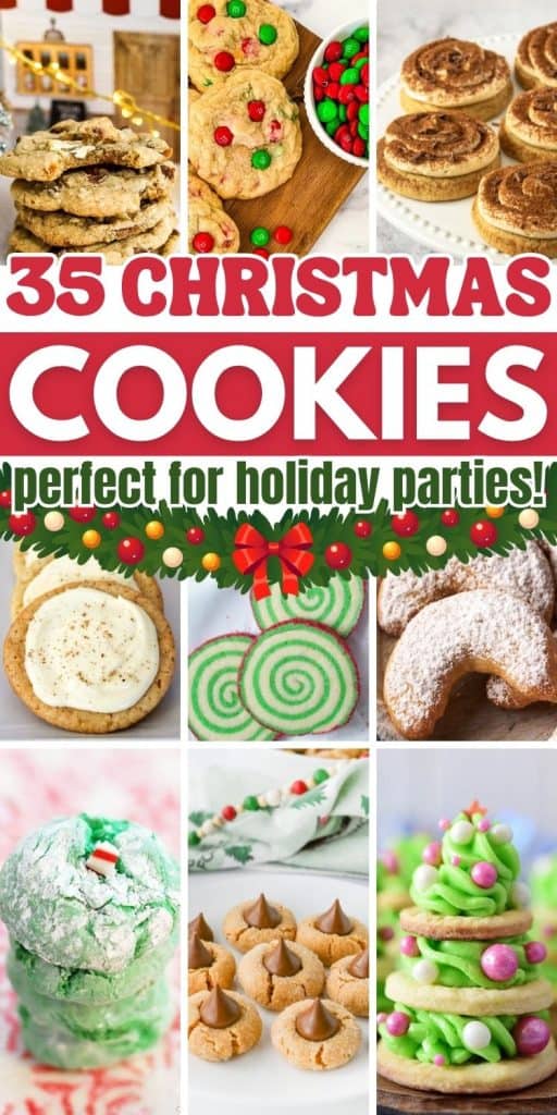 collage of holiday cookies.
