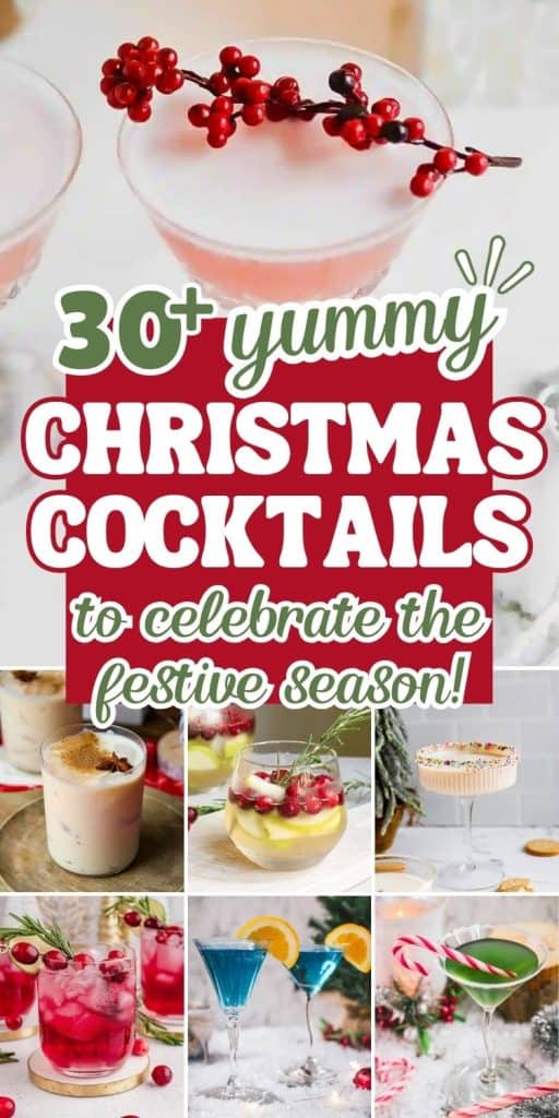 collage of christmas cocktails.