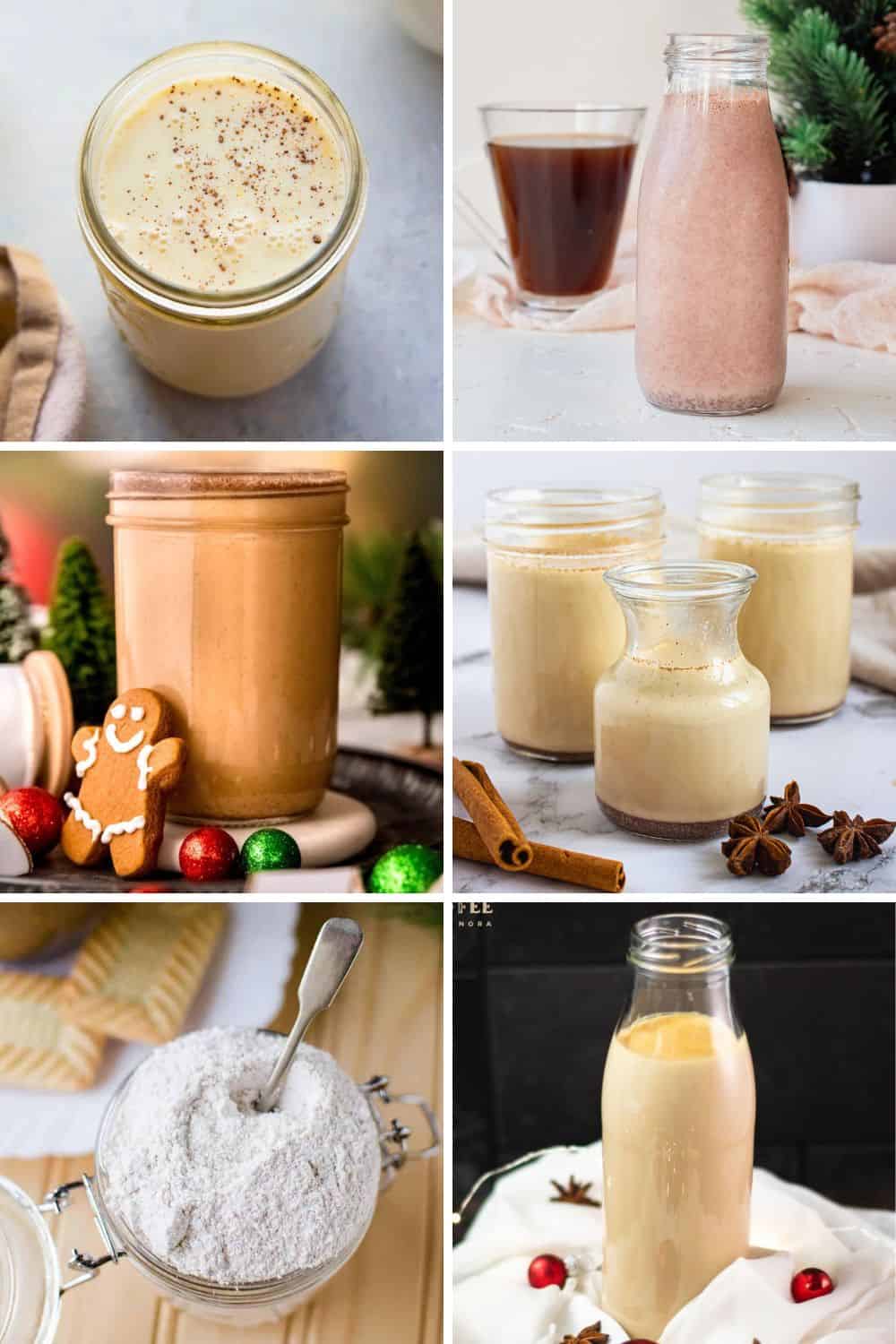 collage of homemade coffee creamers.