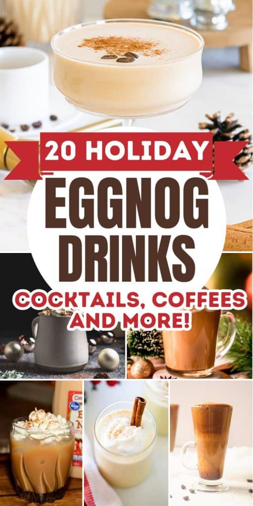 collage of eggnog drinks.