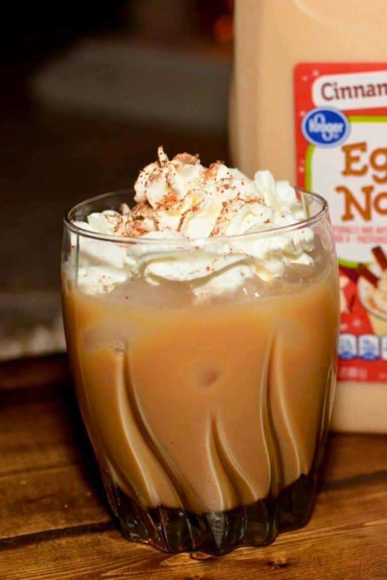 eggnog mudslide cocktail with whipped cream.