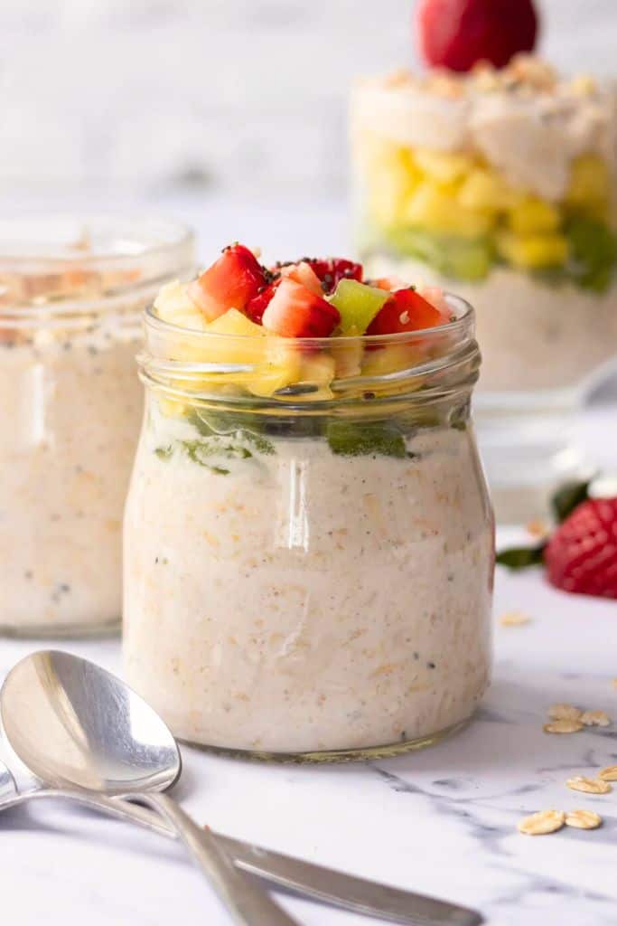 easy overnight oats with fresh fruit.